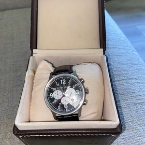 Dooney & Bourke Chronograph Black Leather Band Unisex Adult Watch Working